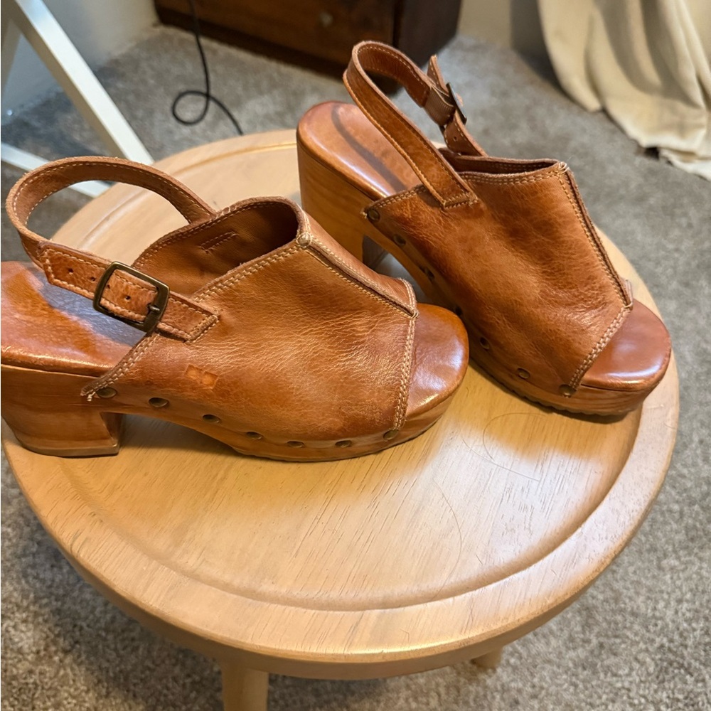 Bed Stu Tan Leather Mules